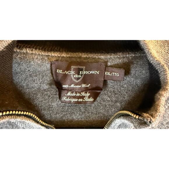 'BLACK BROWN 1826' 1/4 Zip 100% Italian Merino Wool Sweater XXL - Picture 2 of 3
